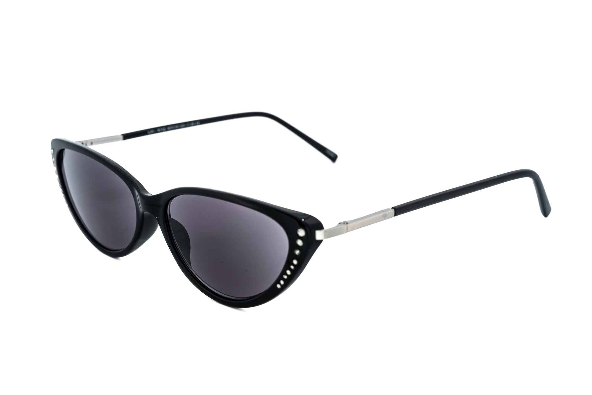 Sylvaya by Bolero Eyewear black retro cat-eye sun readers with crystal accents