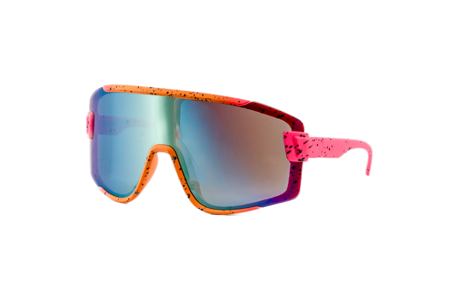 Evo by Bolero Eyewear kids sunglasses with pink orange yellow frame and mirrored lenses